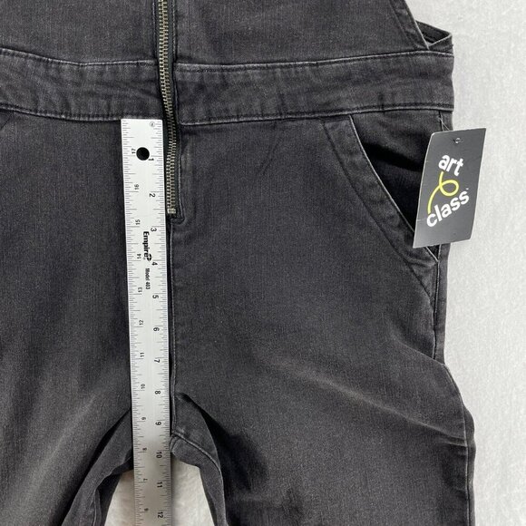 Art Class Girlfriend Overall Bib Girls L Black Denim Overalls With Front Zipper - Picture 6 of 13